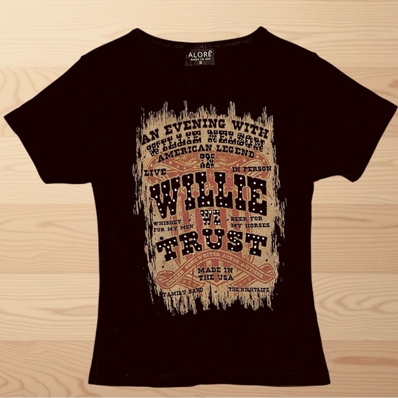 Aloré Tops - WILLIE NELSON BEJEWELED/RHINESTONE BABY TEE - Sz (S)